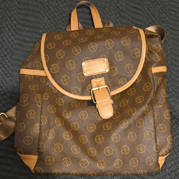 Adrienne Vittadini Leather Monogram Backpack - Picture 1 of 1